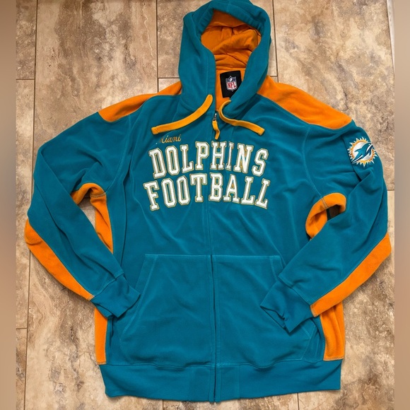 NFL Other - NFL MIAMI DOLPHINS FLEECE EMBROIDERED MEN’S FULL ZIP HOODIE 2XL VINTAGE